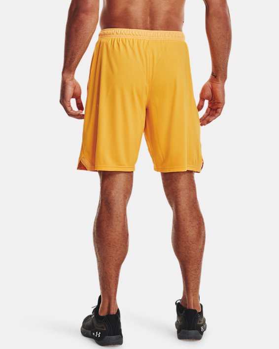 Men's UA Locker 9" Pocketed Shorts, Yellow, pdpMainDesktop image number 1